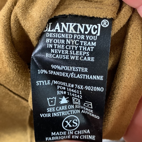NWT Blank NYC Golden Camel Vegan Microsuede Stretch Asymmetrical Zipper Blazer - Picture 8 of 9